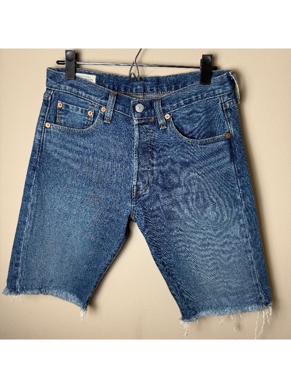 Levis Premium 501 Original Fit Cut-Off Shorts Men 29 Blue Denim Jorts Raw Hem